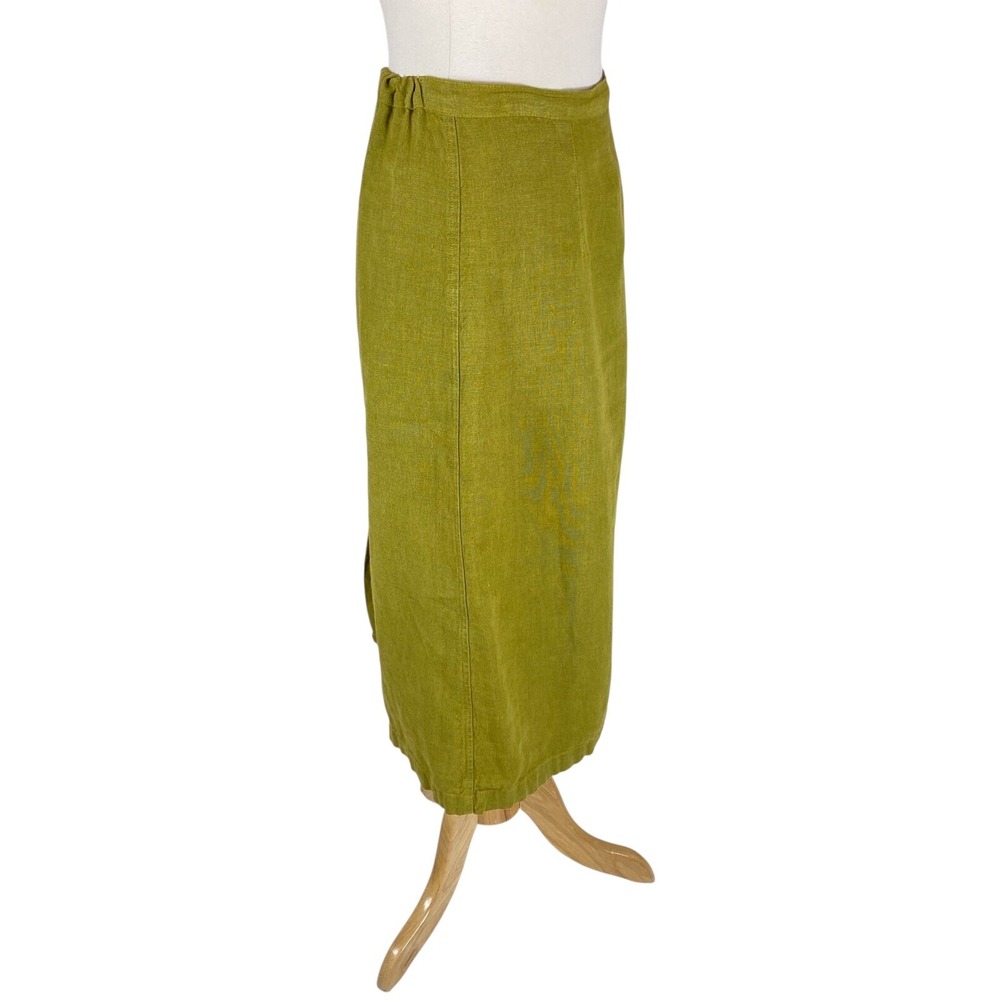 Heteroclite Linen Skirt size 8/10 Green Midi A-line Lagenlook Vintage - Picture 6 of 16